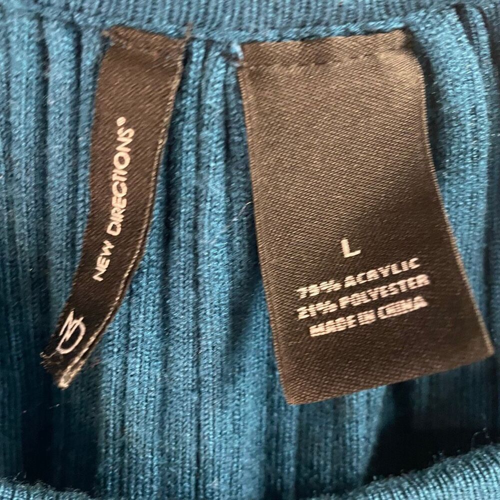New Directions Women’s Ribbed Knit Sweater Size Large Teal Blue Long Pullover - Picture 7 of 7